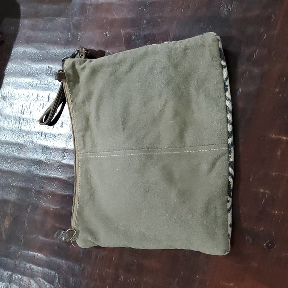 MYRA BAG LEATHER COWHIDE CANVAS WRISTLET CROSSBODY - Picture 4 of 8